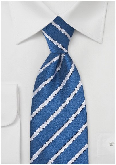 Blue and White Striped Tie