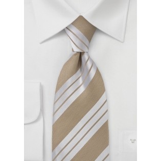 Tan and Silver Striped Tie