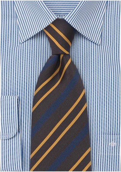 Regimental Tie in Brown, Yellow and Blue