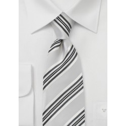 Striped Tie in Soft Silver