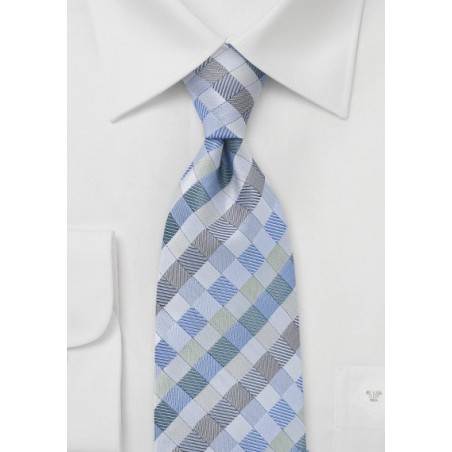 Light Blue and Silver Diamond Tie