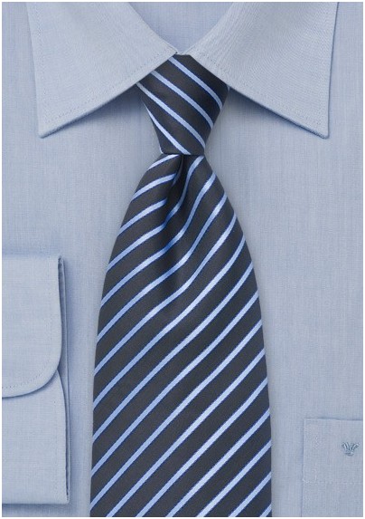 Men's Blue and  Black Striped  Tie