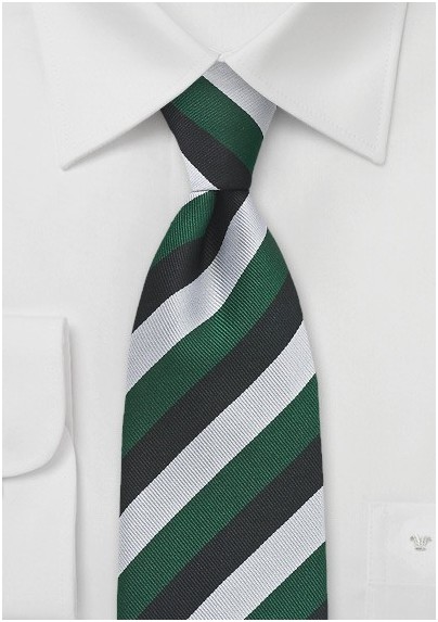 Diagonally Striped Tie in Green