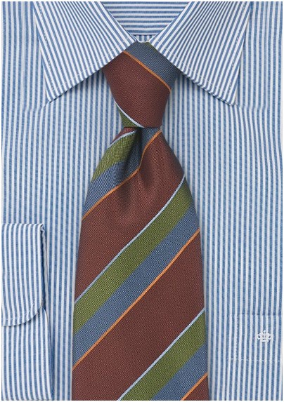 Autumn Colored Striped Tie