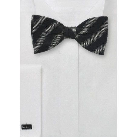 Black and Silver Striped Bow Tie