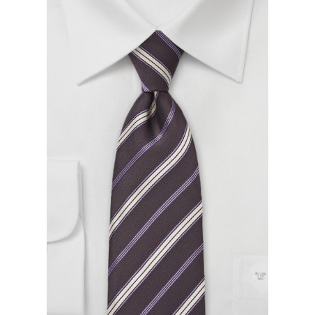 Espresso and Purple Striped Tie