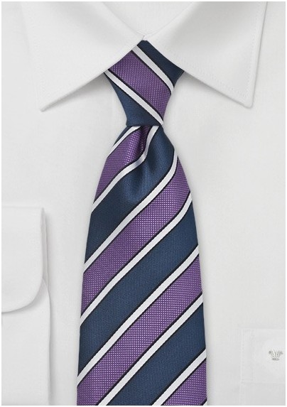 Prussian and Purple Striped Tie