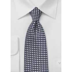 Hand Embroidered Polka Dot Tie in Navy