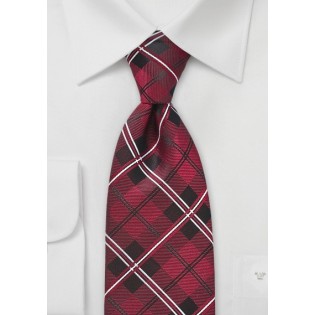 Scarlet Red Plaid Tie