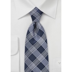 Savvy Navy Blue and Silver Patterned Tie