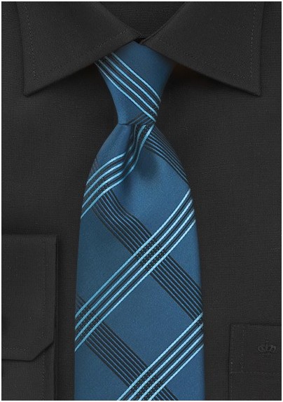 Plaid Tie in Brocade Blues