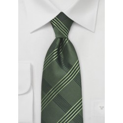 Graphic Plaid Tie in Olive Green