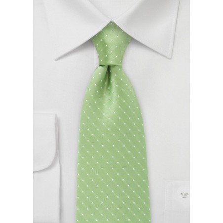 XL Length Light Green Polka Dot Tie