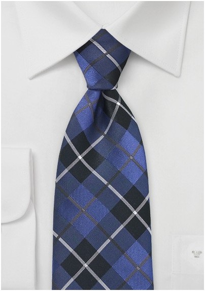 Tartan Plaid Tie in Royal Blue
