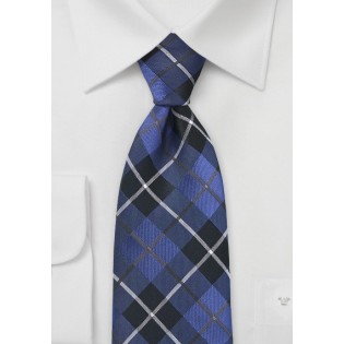 Tartan Plaid Tie in Royal Blue