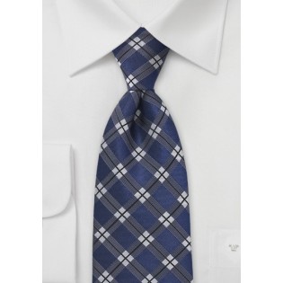 Modern Plaid Tie in Royal Blue