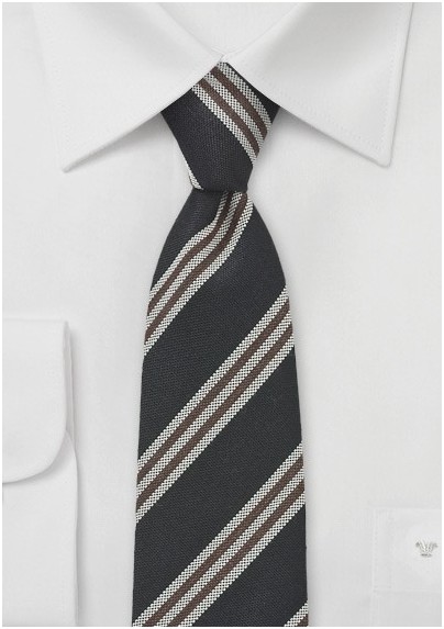 Skinny Necktie in Black, Brown, Gray