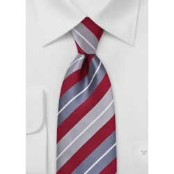 Silver and Red Striped Necktie
