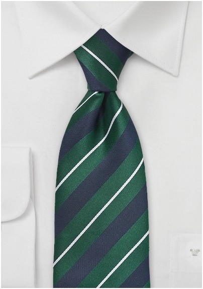 Classic Tie in Navy, Green and White