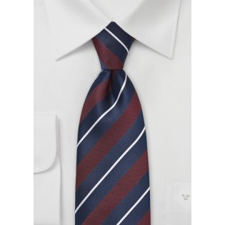 Striped Tie in Scarlet Red and Navy