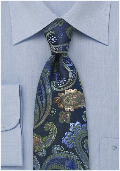 Paisley Tie in Pacific Blue