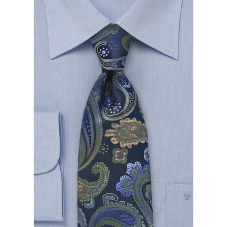 Paisley Tie in Pacific Blue