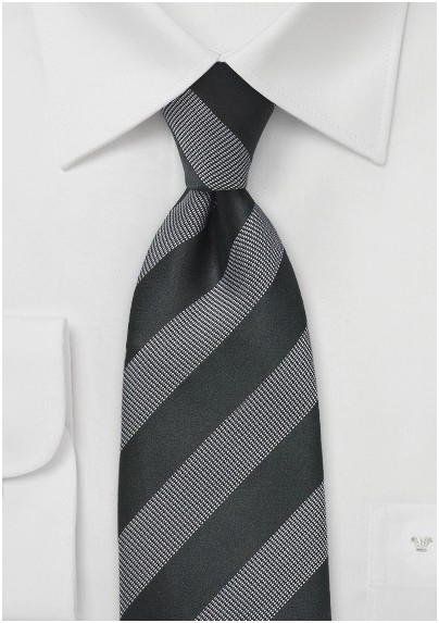 Black and Gray Textured Striped Tie
