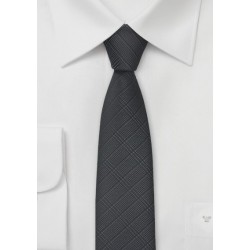 Trendy Plaid Tie in Charcoal and Black