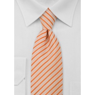 Striped Extra Long Tie in Orange and White
