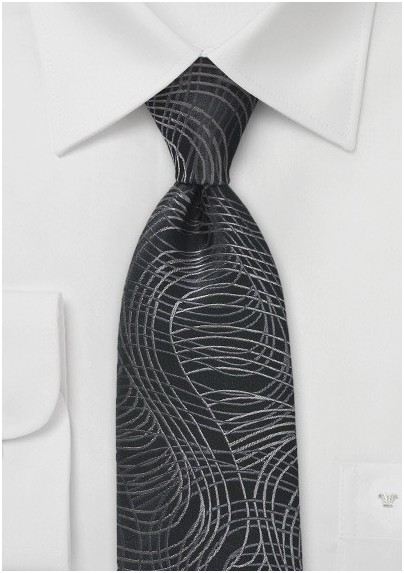 Modern Swirl Tie in Black and Charcoal