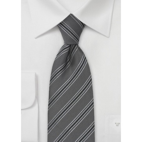Dark Charcoal Tie with Black Stripes
