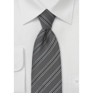 Dark Charcoal Tie with Black Stripes