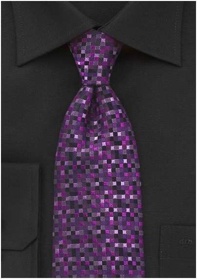Square Patterned Tie in Amethyst