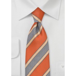 Modern Striped XL Length Tie in Orange