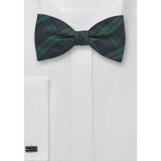 Blue and Green Tartan Check Bow Tie