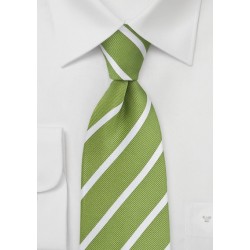 Fresh Grass Green and White Striped Tie