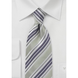 Striped Tie in Light Sage and Lilac