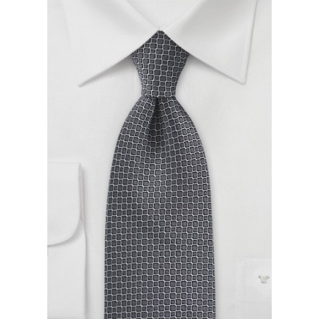 Honeycomb Patterned Tie in Metallic Silvers