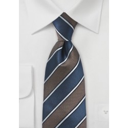 Sophisticated Tie in Blue and Bronze