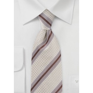 Wheat and Brown Textured Striped Tie