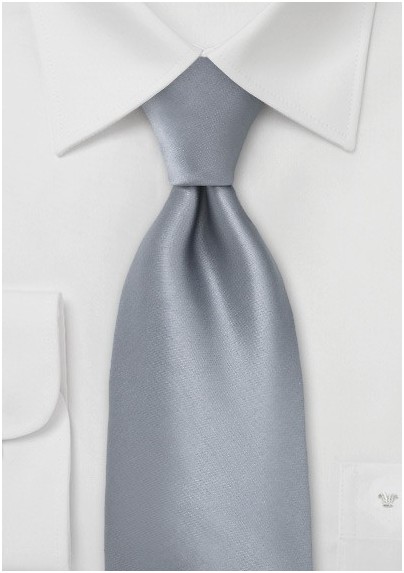 XL Silver Tie with Slight Blue Sheen - Mens-Ties.com