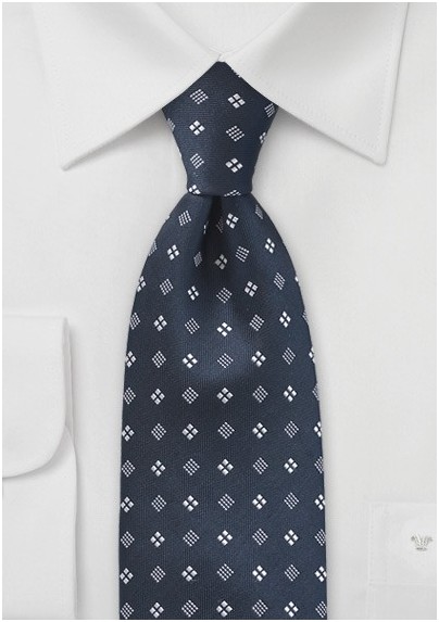 Mens Midnight Blue and Silver Necktie - Mens-Ties.com