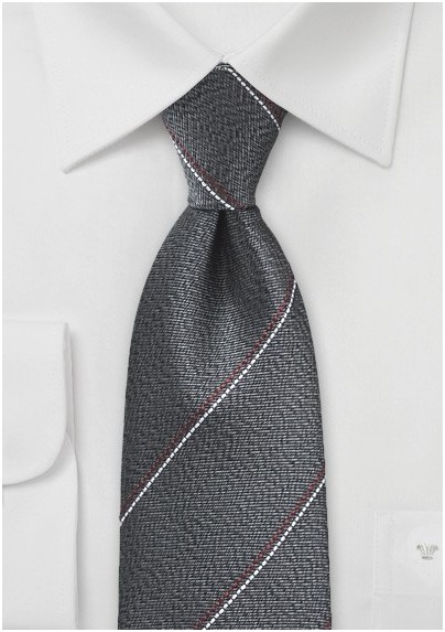Textured Gray Tie with Bronze Accents