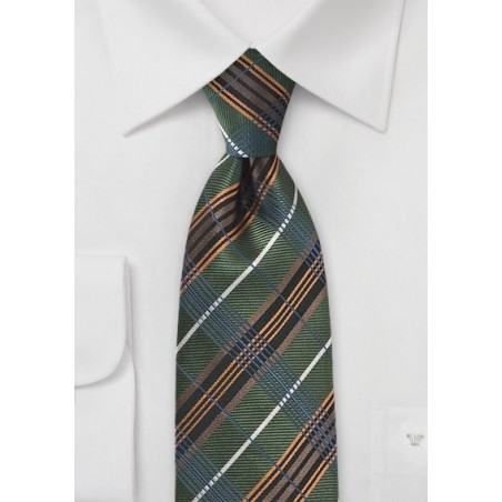 Graphic Plaid Tie in Hunter Green