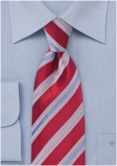 Striped Tie in Red and Blue