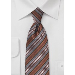 Striped Tie in Bronzes and Blacks