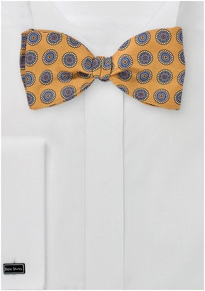 Patterned Bow Tie in Saffron Yellow
