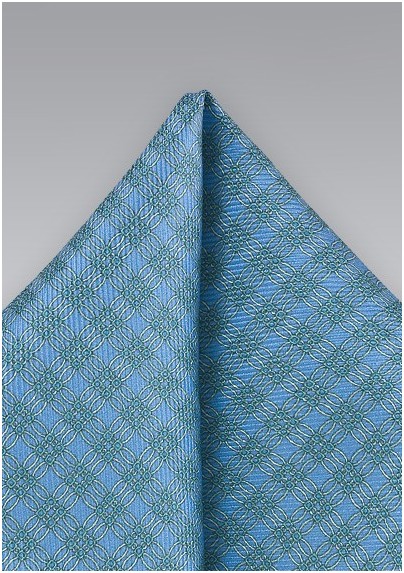 Graphic Pocket Square in Blues and Greens