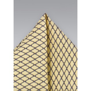 Patterned Pocket Square in Yellow and Blue