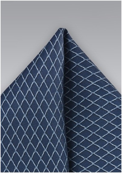Navy Pocket Square with Silver Details - Mens-Ties.com
